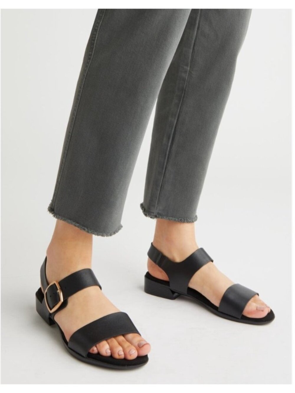 Munro Cleo Sandals Black Leather Low Block Heel Women Size 11 M